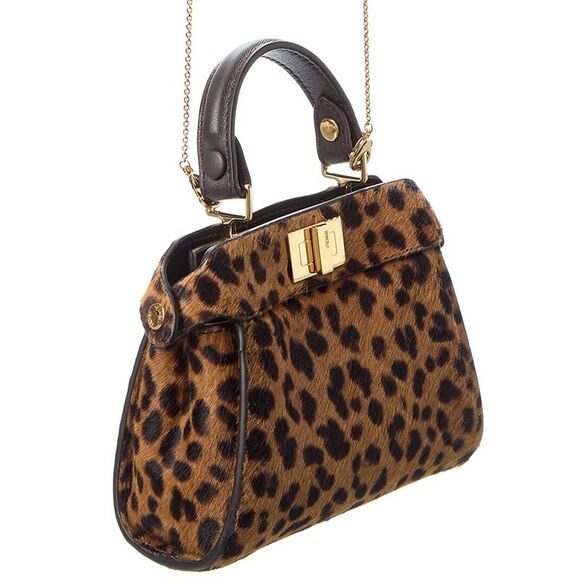 Fendi Nano Peekaboo Haircalf & Leather Clutch, Brown - Picture 3 of 5